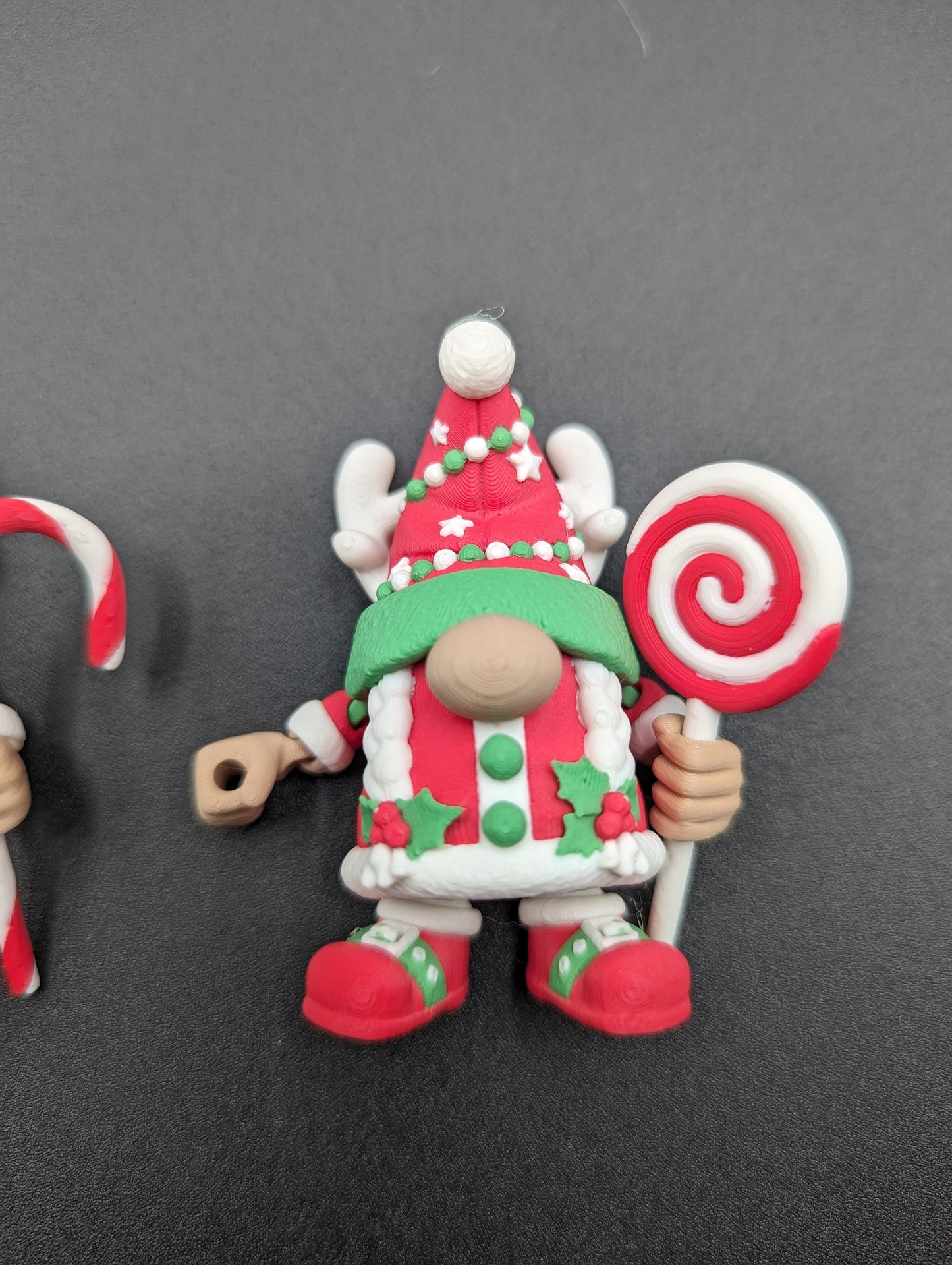Pair of 3D Printed Christmas Gnome Articulating Ornament by Flexi-Factory! Garden Gnome, Christmas Tree, Holiday Decor. unique holiday gift