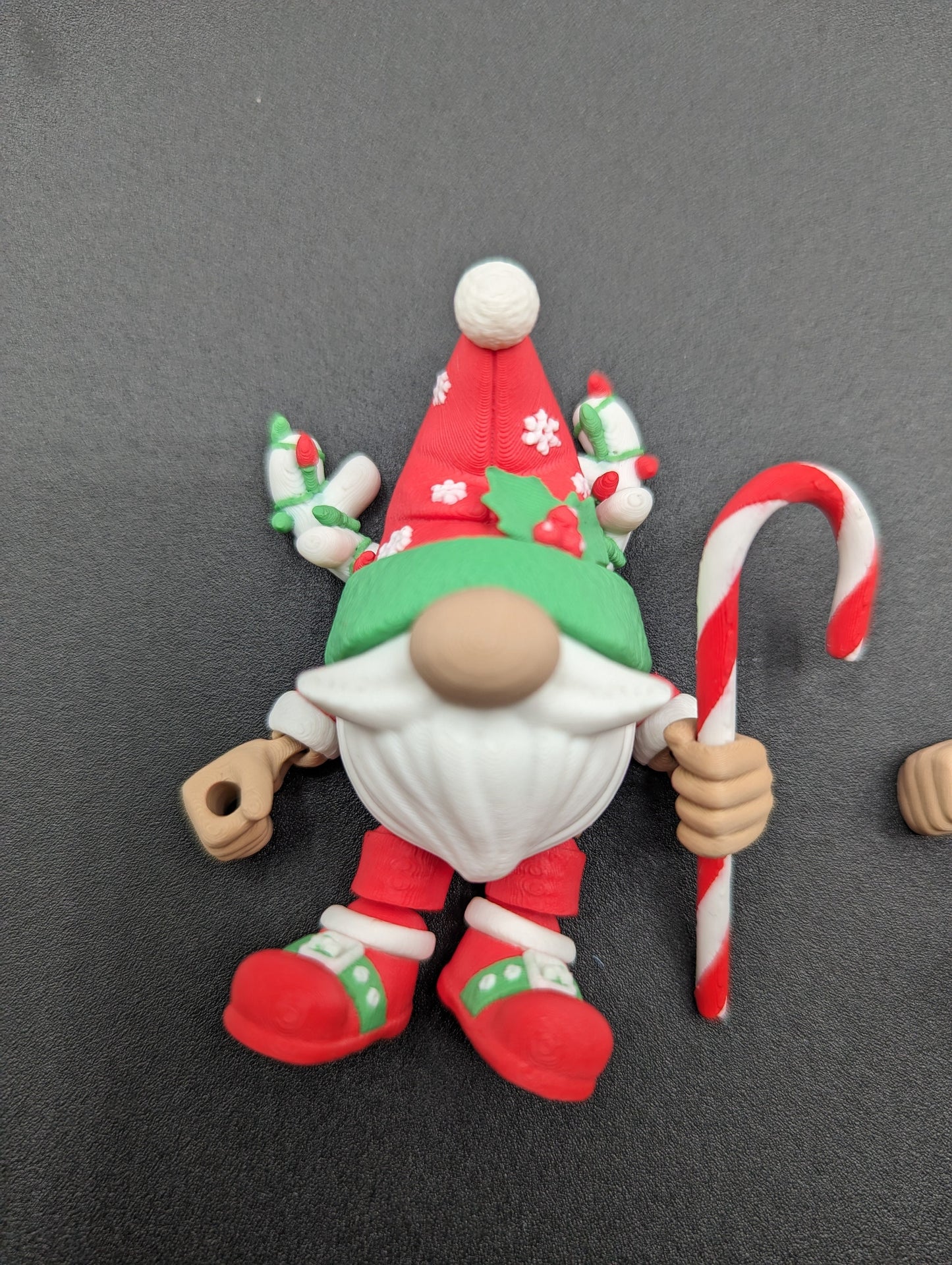 Pair of 3D Printed Christmas Gnome Articulating Ornament by Flexi-Factory! Garden Gnome, Christmas Tree, Holiday Decor. unique holiday gift