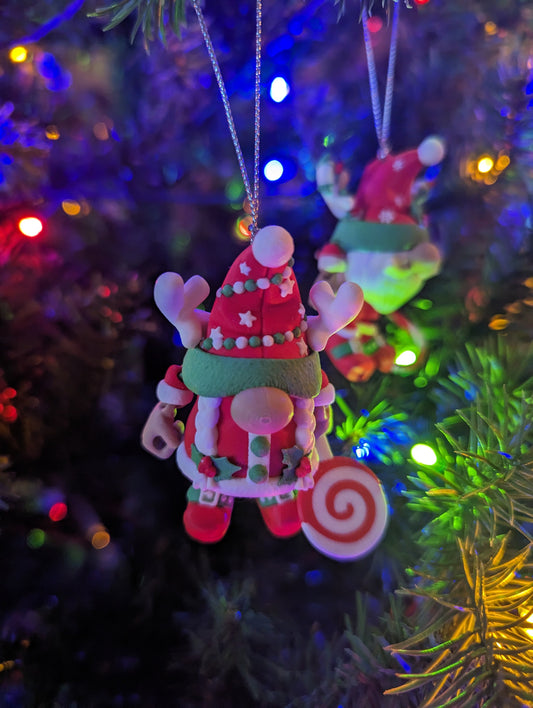 Pair of 3D Printed Christmas Gnome Articulating Ornament by Flexi-Factory! Garden Gnome, Christmas Tree, Holiday Decor. unique holiday gift