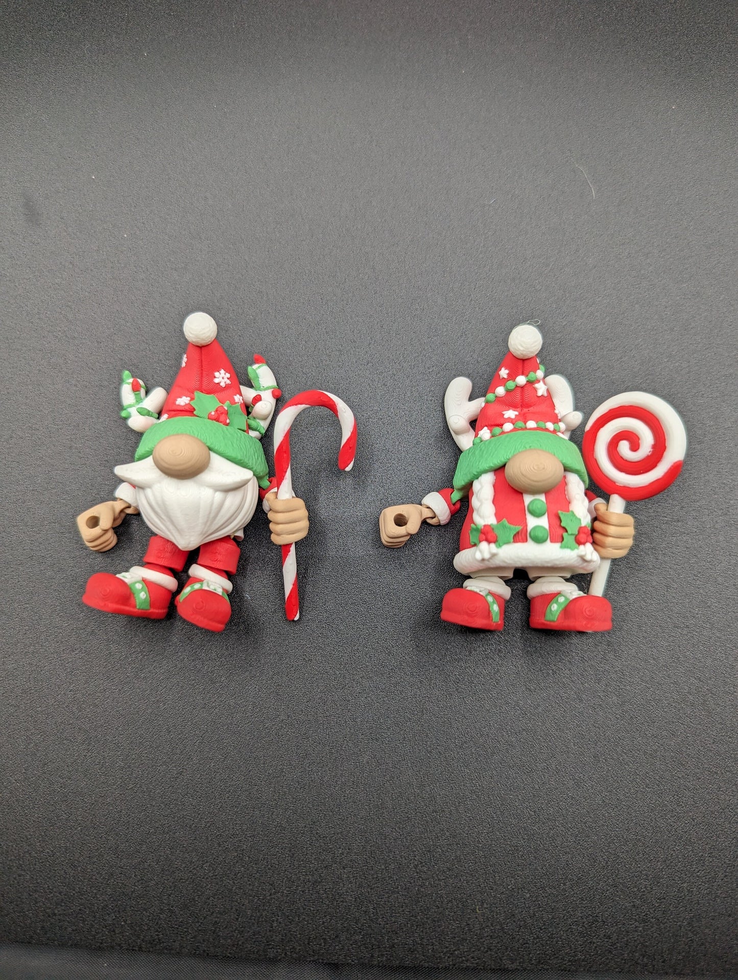 Pair of 3D Printed Christmas Gnome Articulating Ornament by Flexi-Factory! Garden Gnome, Christmas Tree, Holiday Decor. unique holiday gift