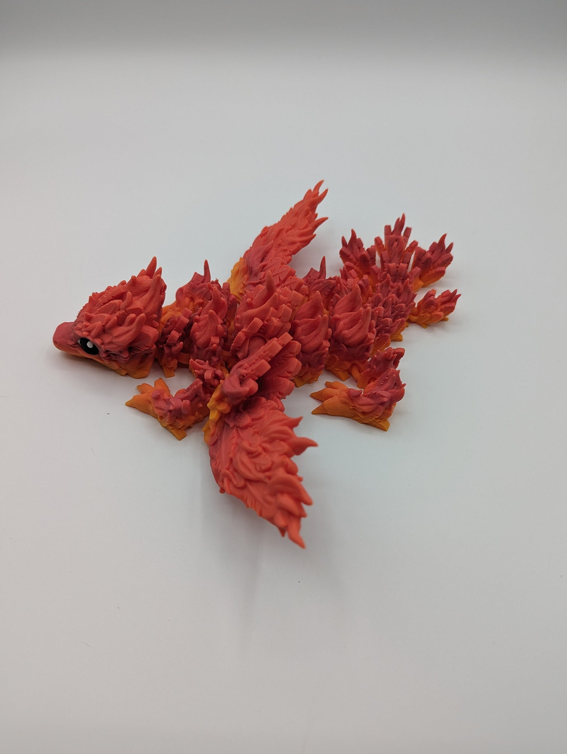 Baby Phoenix Fire Pyro Dragon Articulating Flexi By Cinderwing, Fidget Toy, Desk Stress Toy, Dragon Decoration 3D Printed