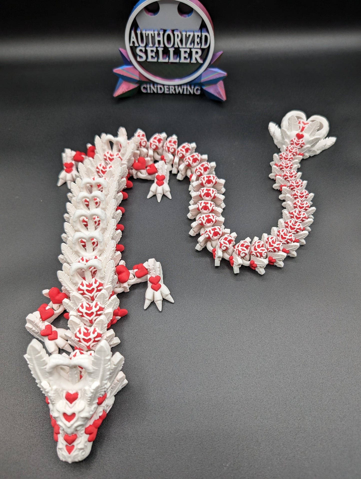 Valentine Dragon Light Heart Dragon Articulating Bookshelf Decor Valentine's Dragon Gift Valentines Day 3d printed Multicolor