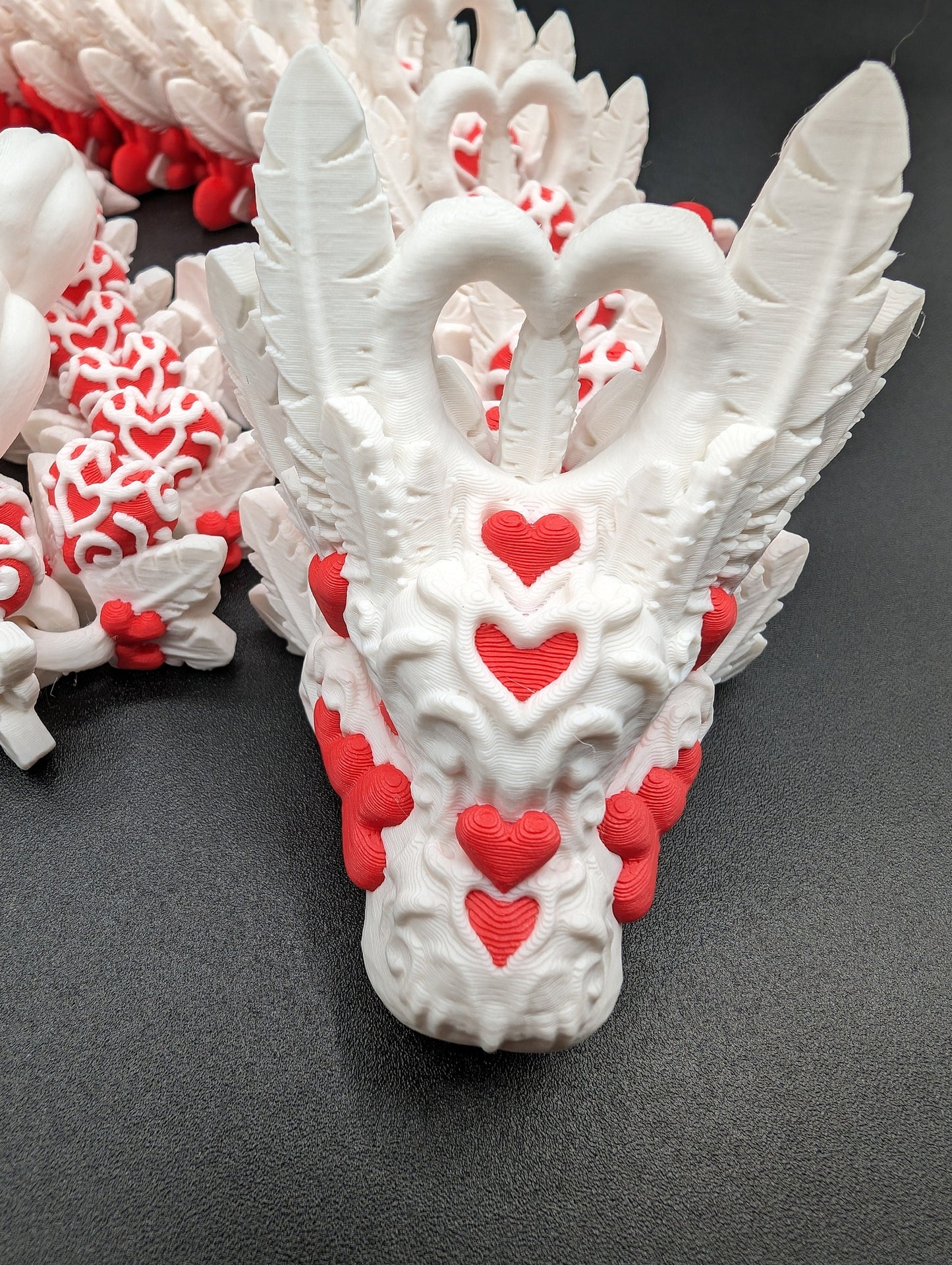 Valentine Dragon Light Heart Dragon Articulating Bookshelf Decor Valentine's Dragon Gift Valentines Day 3d printed Multicolor