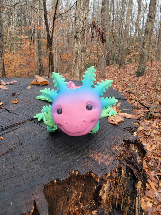 Axolotl Happy Axolotl Fidget Smiling Axolotl Fidget Toy 3D printed Articulated Axolotl Gift Unique Poseable Reptile Art!