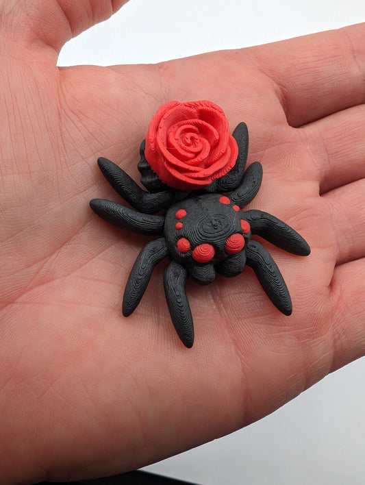 Rose TINY ARTICULATING SPIDER Fidget Toy Desk Stress Toy Valentine 3D Printed Articulated Tiny Toy Unique Romantic Gift Stress Relief