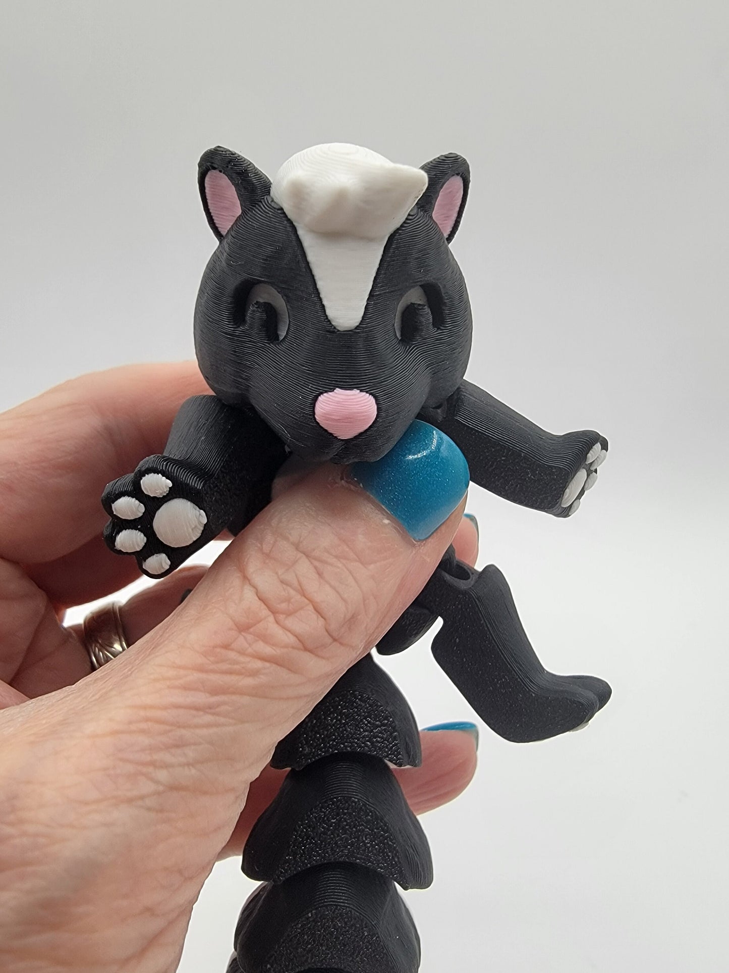 Skunk with Trash Can Fidget Toy 3D Printed Cute Stress Relief