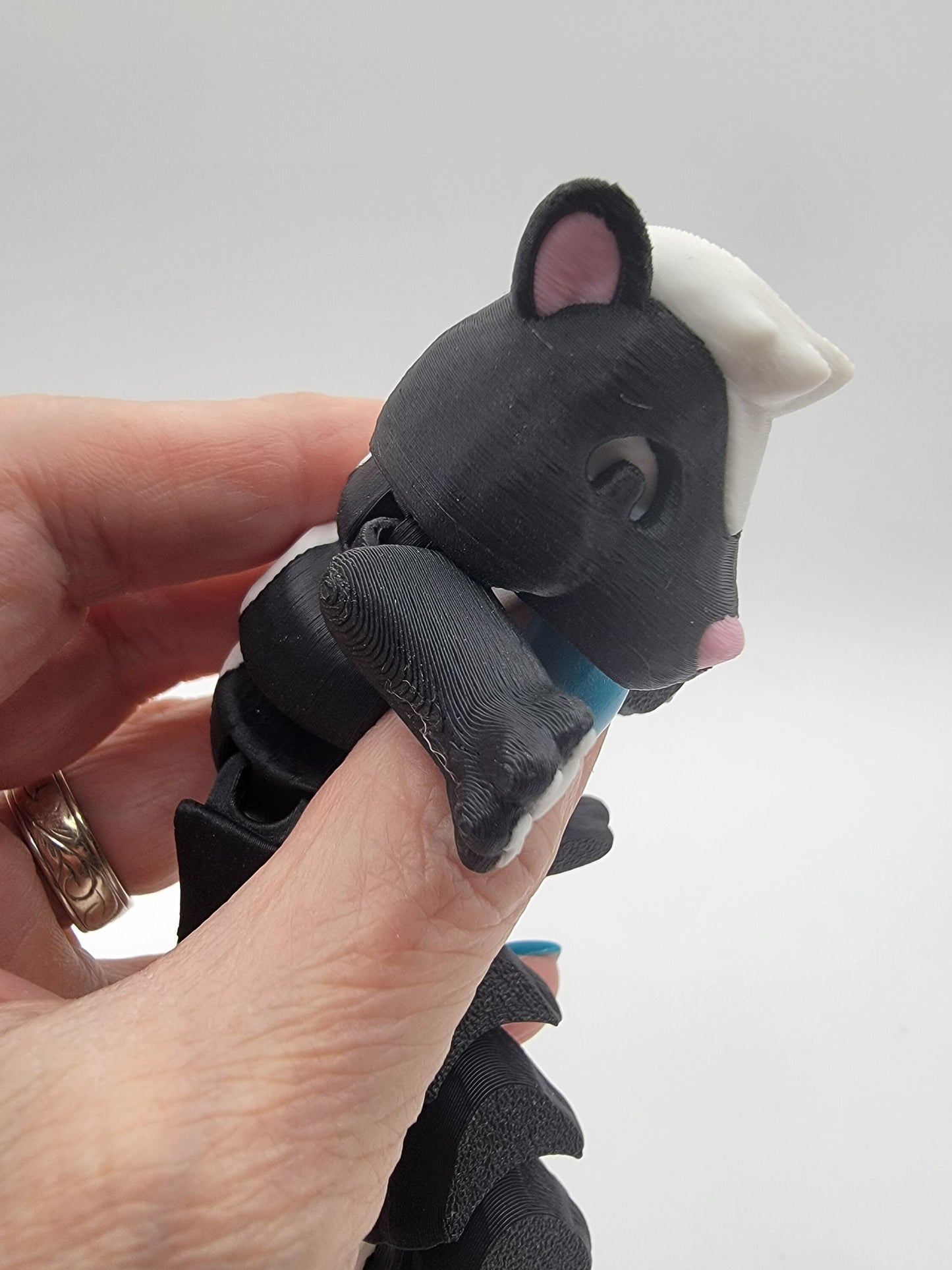 Skunk with Trash Can Fidget Toy 3D Printed Cute Stress Relief