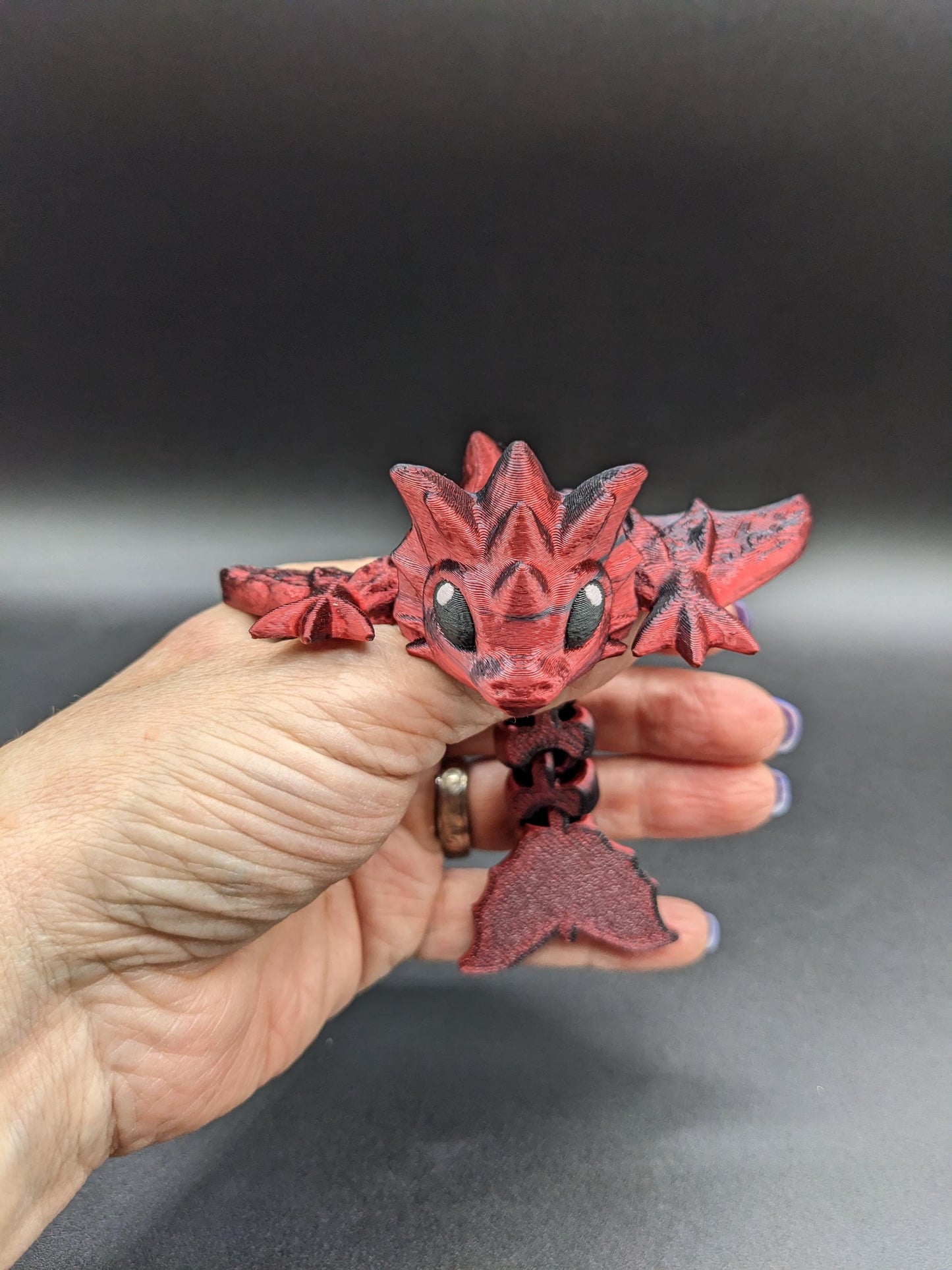 Dragon 3D Print Baby Dragon Articulating Dragon Bookself Decor Dragon Gift Tiny Crystal Wing Dragon