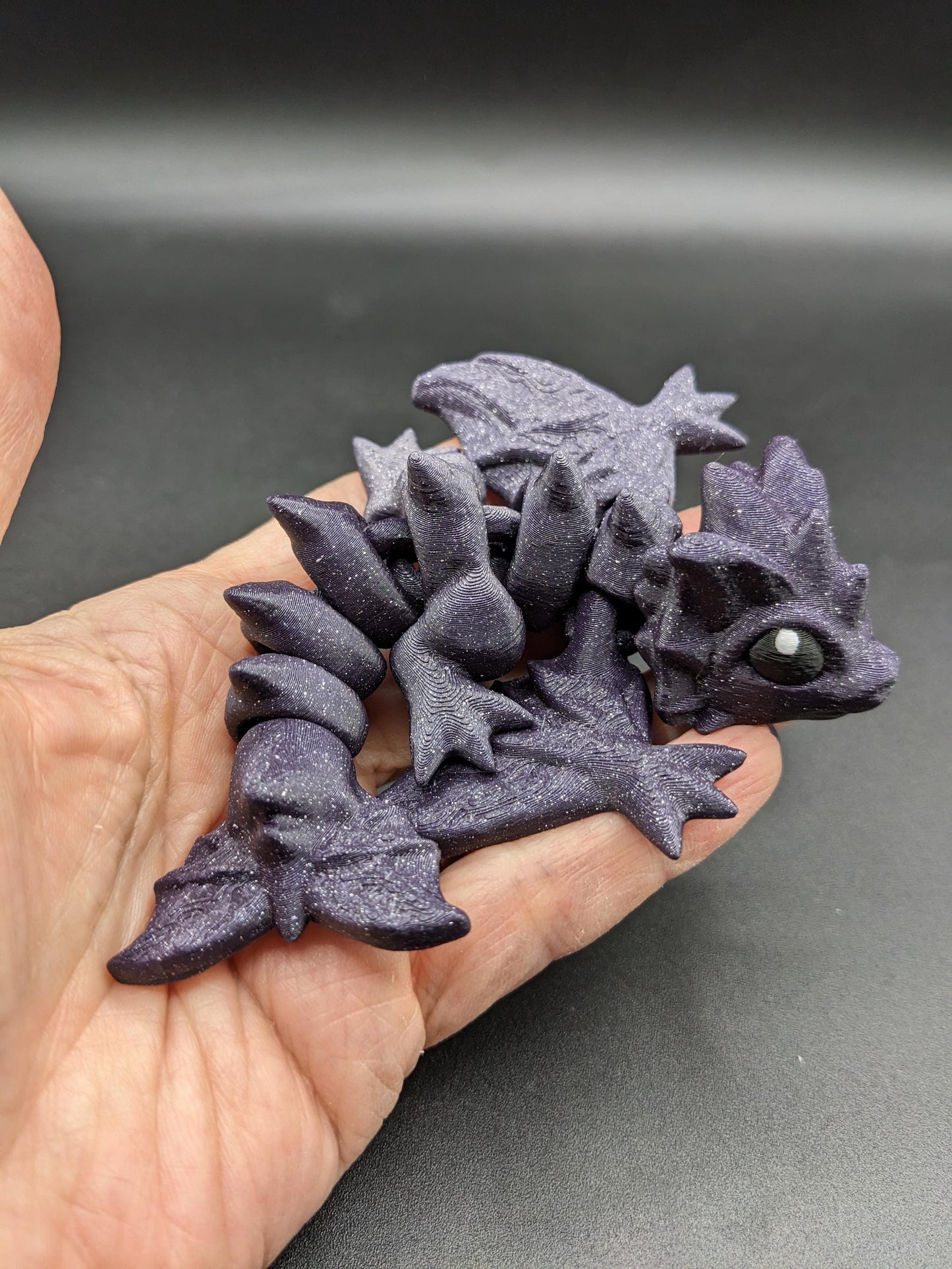 Dragon 3D Print Baby Dragon Articulating Dragon Bookself Decor Dragon Gift Tiny Crystal Wing Dragon
