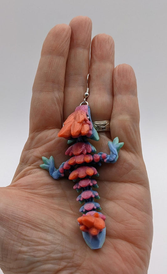 Handcrafted with exquisite detail, these enchanting earrings are the perfect blend of fantasy and elegance, designed to add a touch of whimsy to any outfit. The baby dragon is articulated and moveable.