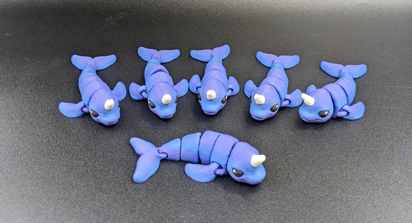 Adorable Articulated Baby Narwhal by Cinderwing