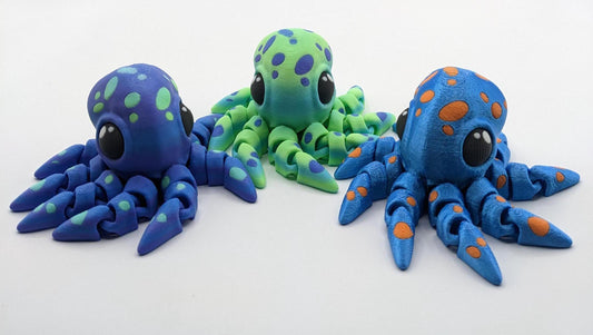 Dive into a world of cuteness and fun with the Adorable Articulated Tiny Octopus! This charming 3D-printed octopus features fully articulated tentacles, making it perfect as a relaxing fidget toy, a playful desk companion