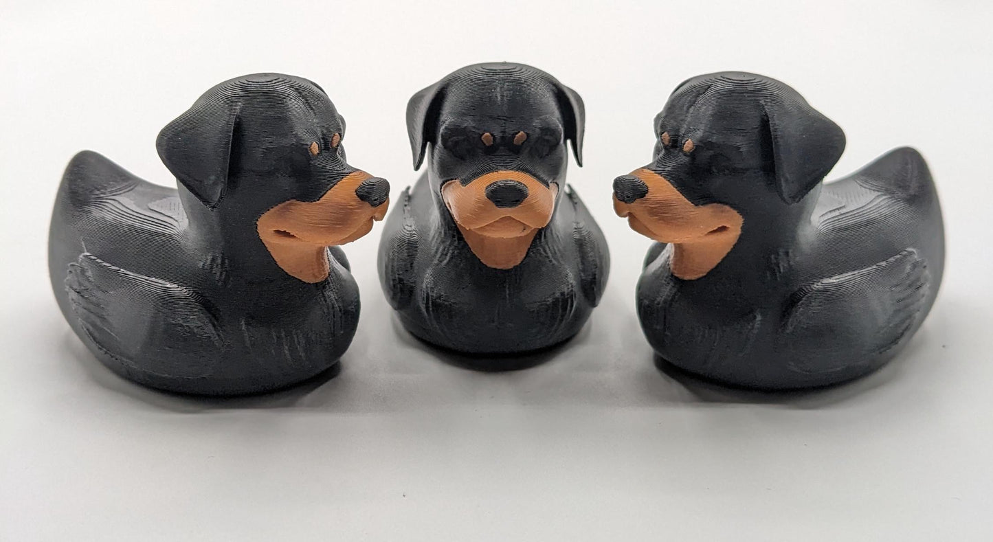 Introducing the Wonderful Rottweiler Dog Duck, a playful and unique 3D-printed creation that combines the strength and loyalty of a Rottweiler with the whimsical charm of a rubber duck! Perfect for Rottweiler enthusiasts, Jeep duck collectors, all duck collectors, or anyone who loves quirky and creative designs, this hybrid piece is sure to bring joy to your home or make the perfect gift for someone special.