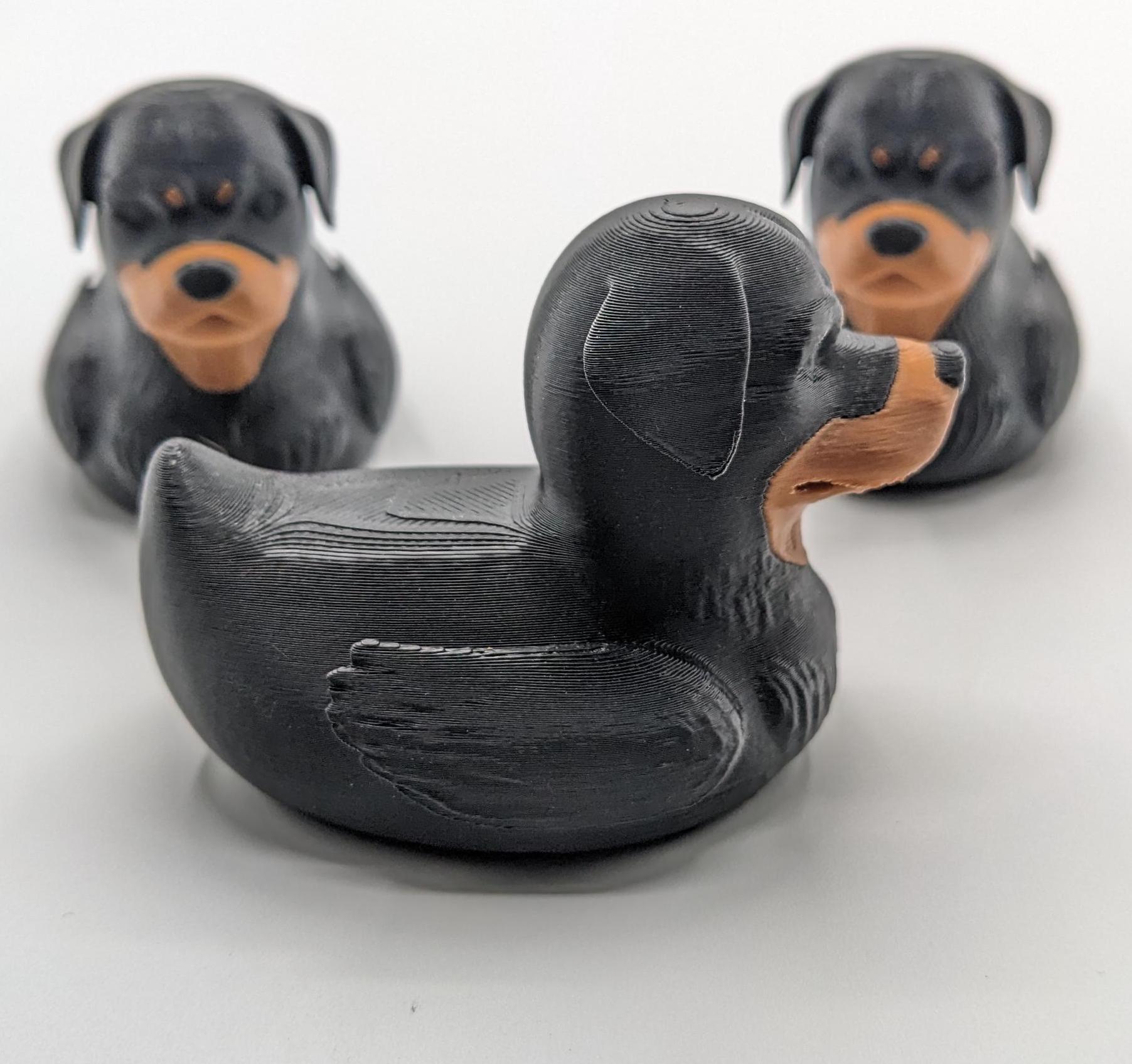 Introducing the Wonderful Rottweiler Dog Duck, a playful and unique 3D-printed creation that combines the strength and loyalty of a Rottweiler with the whimsical charm of a rubber duck! Perfect for Rottweiler enthusiasts, Jeep duck collectors, all duck collectors, or anyone who loves quirky and creative designs, this hybrid piece is sure to bring joy to your home or make the perfect gift for someone special.
