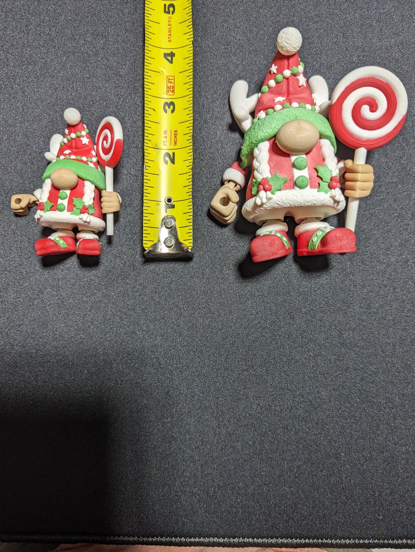 Pair of 3D Printed Christmas Gnome Articulating Ornament by Flexi-Factory! Garden Gnome, Christmas Tree, Holiday Decor. unique holiday gift