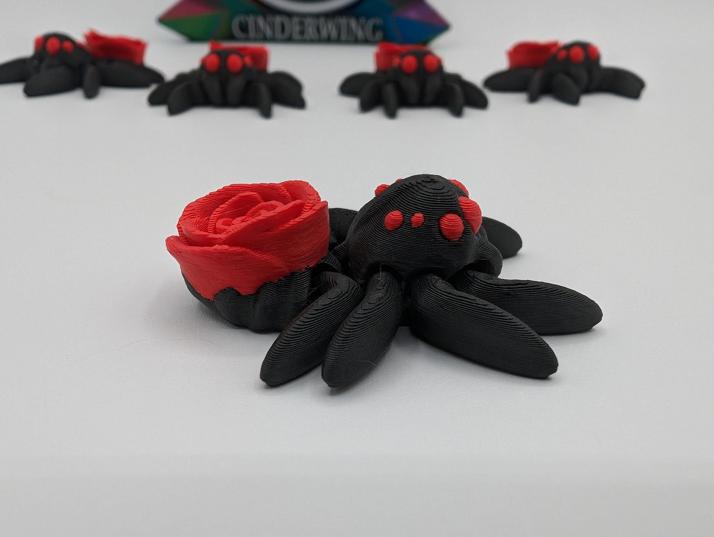 Rose TINY ARTICULATING SPIDER Fidget Toy Desk Stress Toy Valentine 3D Printed Articulated Tiny Toy Unique Romantic Gift Stress Relief