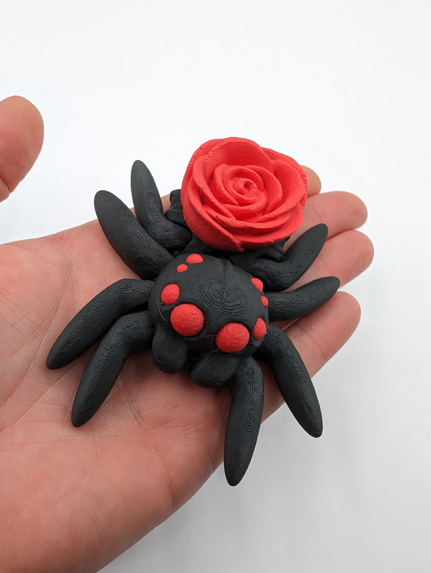 Rose TINY ARTICULATING SPIDER Fidget Toy Desk Stress Toy Valentine 3D Printed Articulated Tiny Toy Unique Romantic Gift Stress Relief