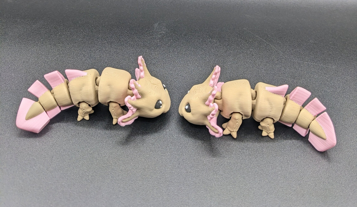 Adorable Mini Axolotl 3D Printed Articulated Toy or Keychain