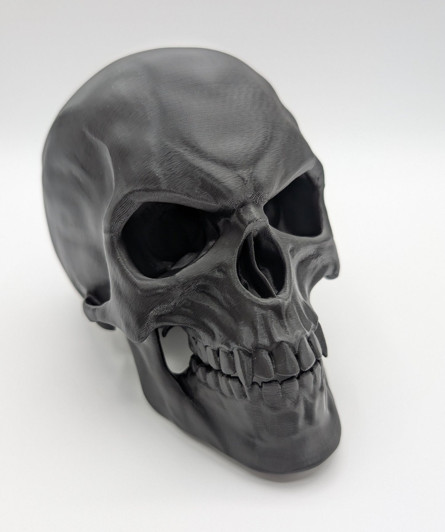 Introducing our Articulated Halloween Vampire Human Skull, the perfect addition to your Halloween decor or gothic collection. This intricately designed skull is a fun and interactive item, thanks to its fully articulated jaw. Multiple colors offered!