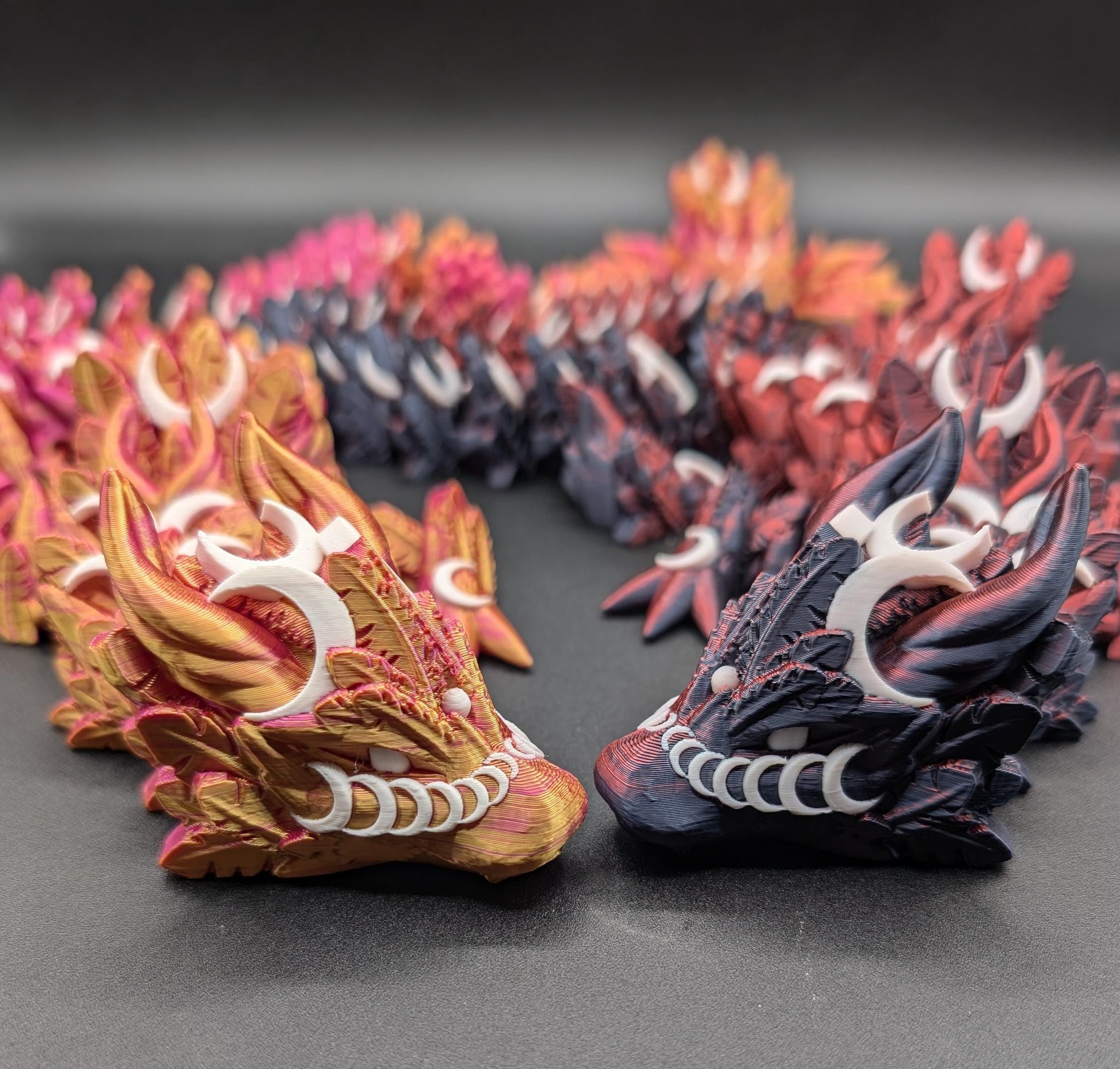 Introducing our Mystical Lunar Dragon, a captivating piece perfect for fantasy lovers and collectors alike. This ethereal dragon is designed to add a touch of magic and wonder to any space.