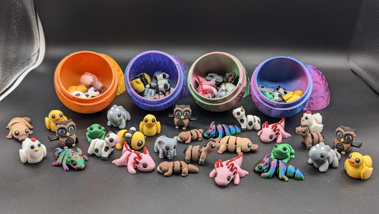 Mystery Egg with Mini 3D printed Articulating Animals