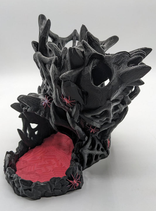 Handcrafted with eerie detail, this 3D printed dice tower combines functionality with a touch of the macabre, making it the perfect addition to any tabletop game. Whether you&#39;re a seasoned gamer or a newcomer, this spooky accessory is designed to enhance your gameplay with a chilling twist.