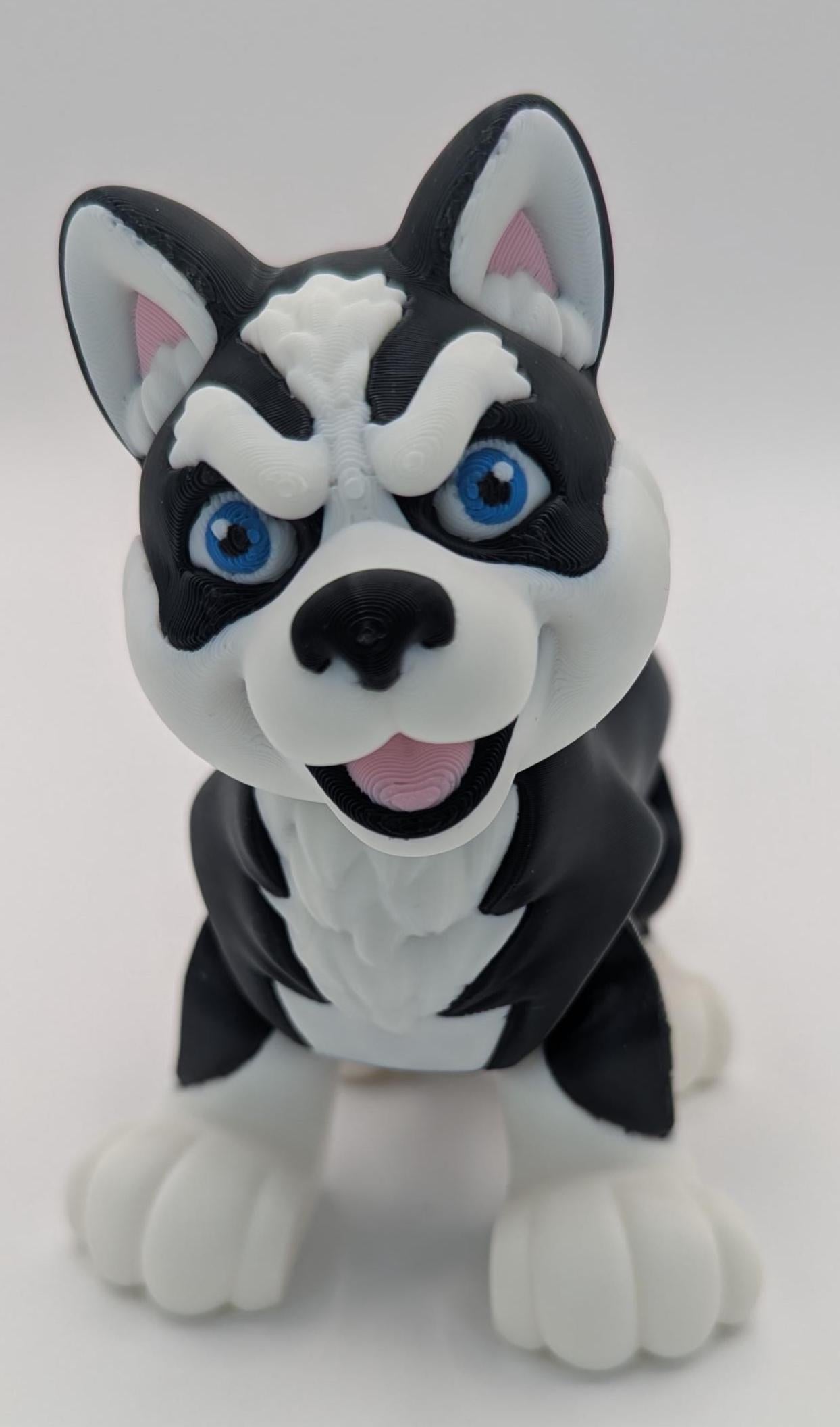 Articulated Baby Husky Dog Toy Figurine